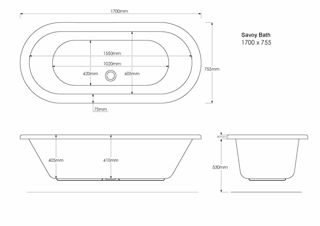 Savoy 1700×755 Technical Drawing