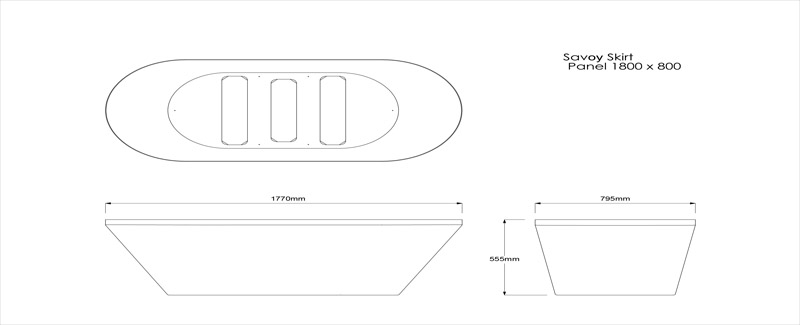 Savoy 1800×800 Skirt Technical Drawing