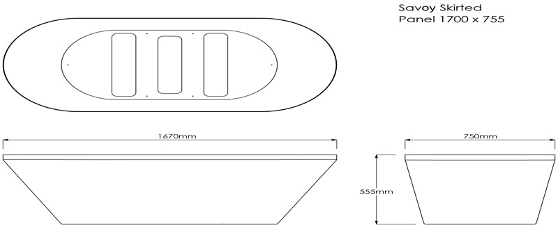 Savoy 1700×755 Skirt Technical Drawing