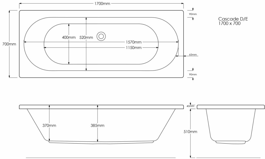 Cascade DE 1700×700 Technical Drawing