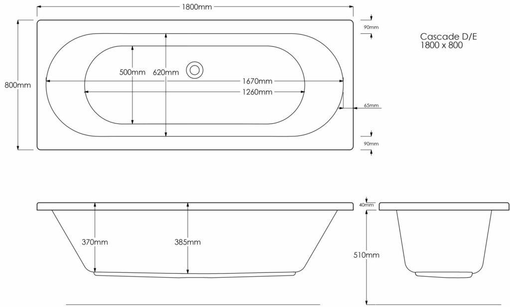 Cascade DE 1800×800 Technical Drawing