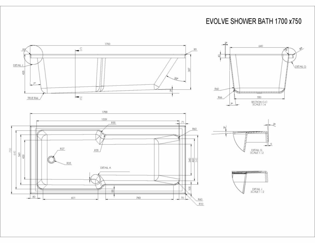 Evolve 1700×750 Technical Drawing