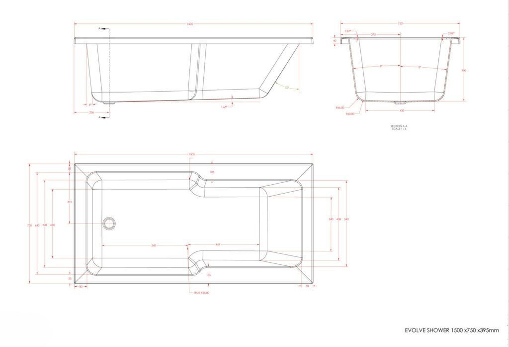 Evolve 1500×750 Technical Drawing