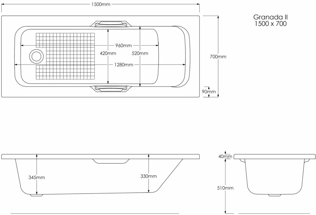 Granada II 1500×700 Technical Drawing