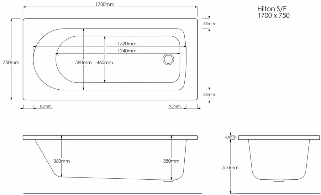 Hilton 1700×750 Technical Drawing