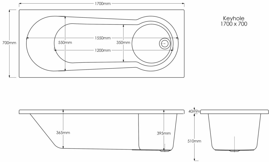 Keyhole 1700×700 Technical Drawing