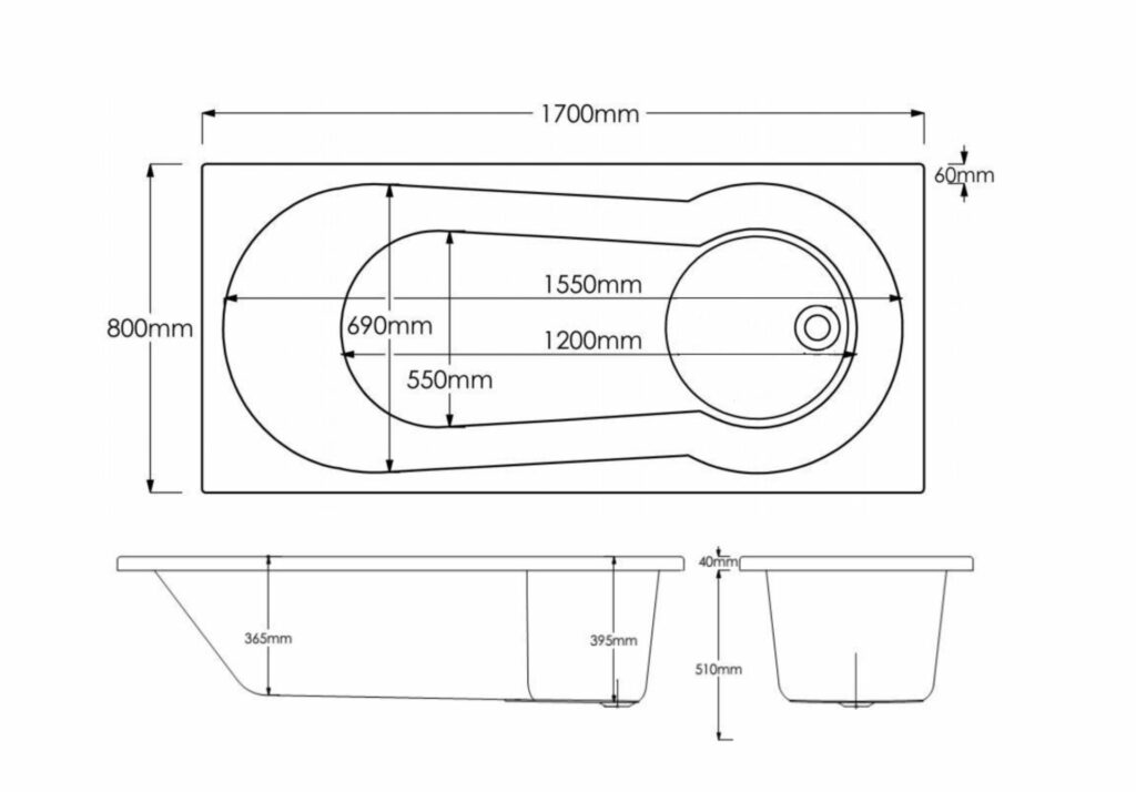 Keyhole 1700×800 Technical Drawing