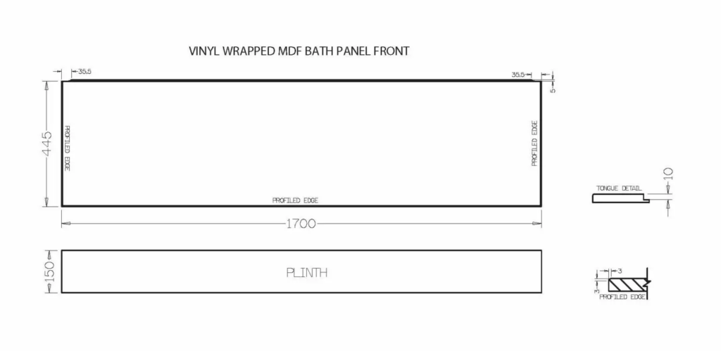 MDF Wrapped 1700×445 Technical Drawing