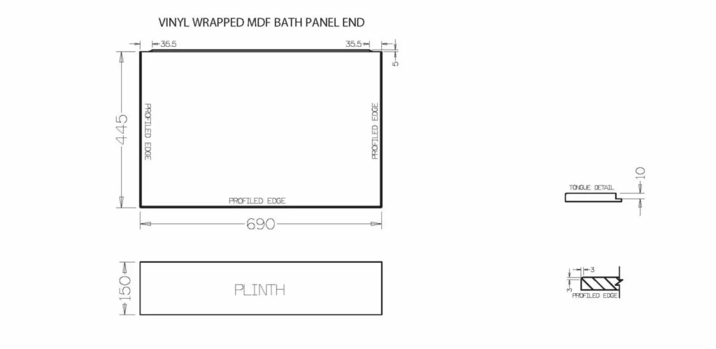 MDF Wrapped 690×445 Technical Drawing