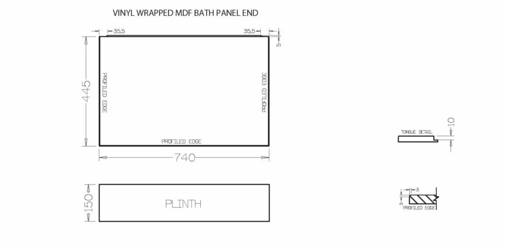 MDF Wrapped 740×445 Technical Drawing