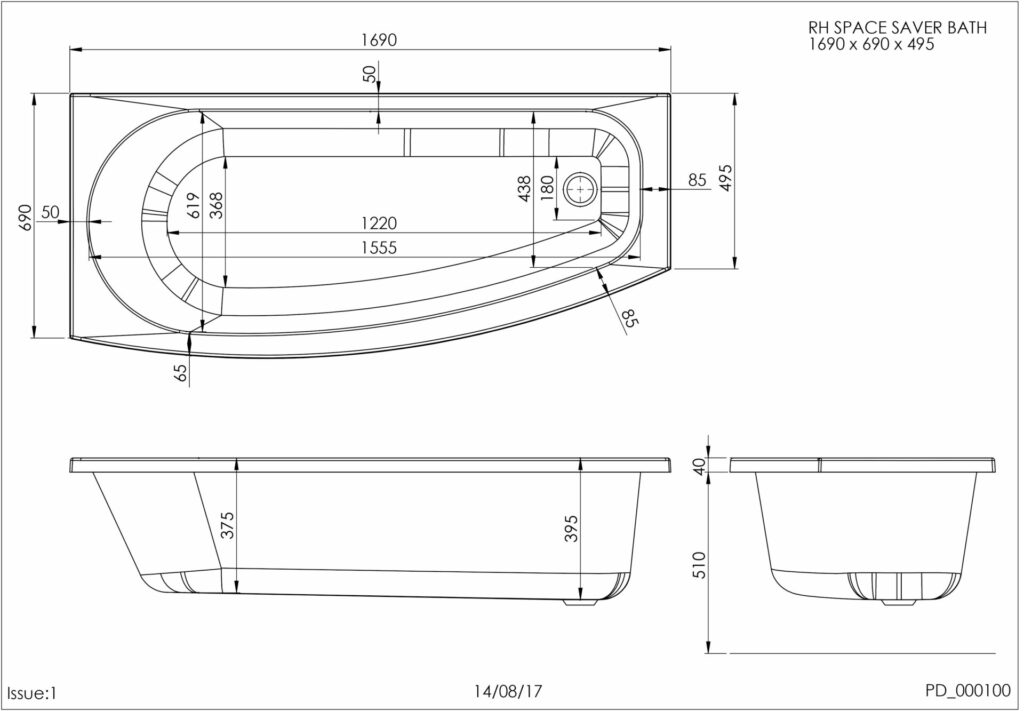 Space Saver RH Technical Drawing