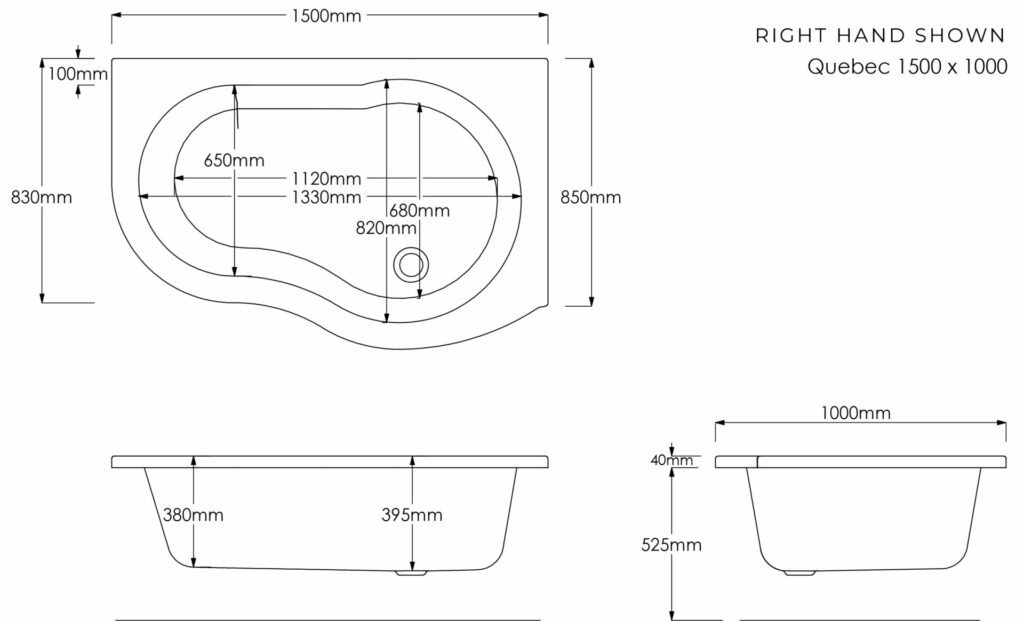 Quebec Right Hand Technical Drawing