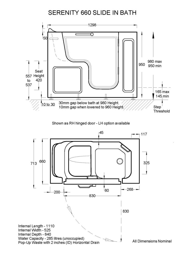 Serenity 1300×660 Technical Drawing