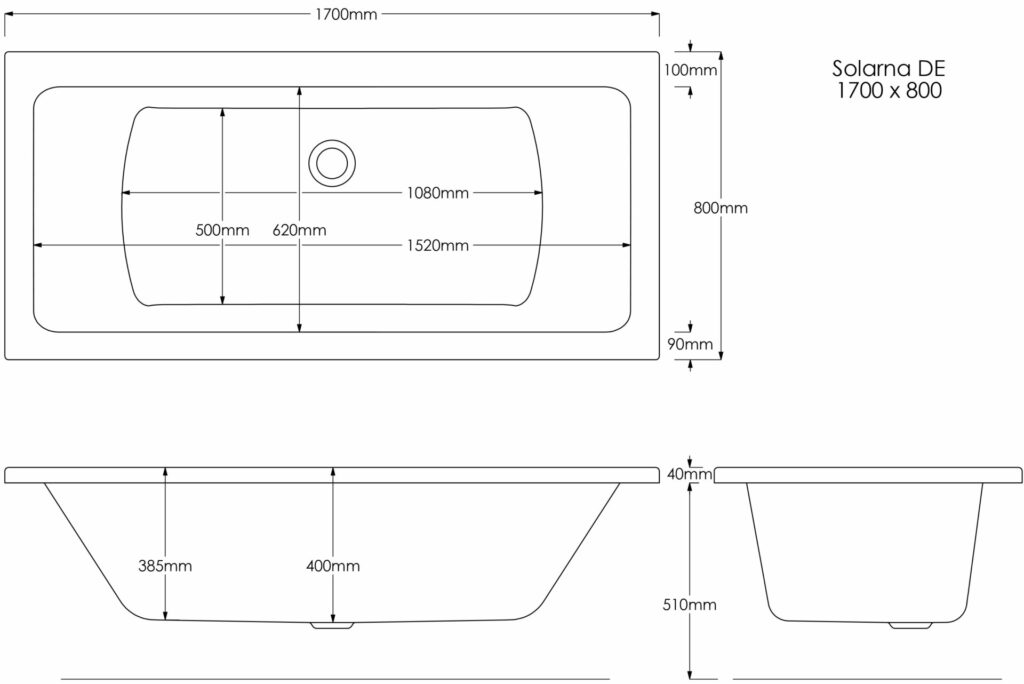 Solarna DE 1700×800 Technical Drawing