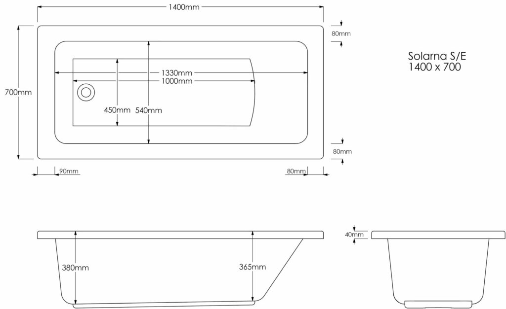 Solarna SE 1400×700 Technical Drawing