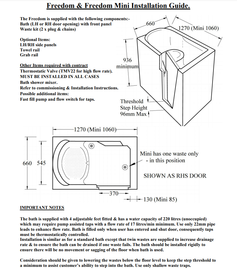 Freedom & Freedom Mini Installation Guides