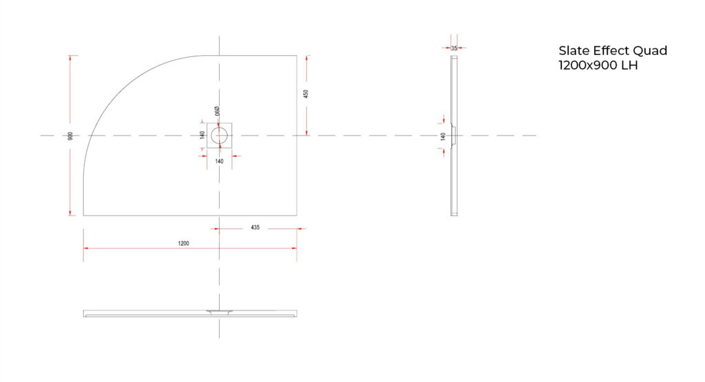 Slate Effect Quadrant 1200×900 LH Technical Drawing