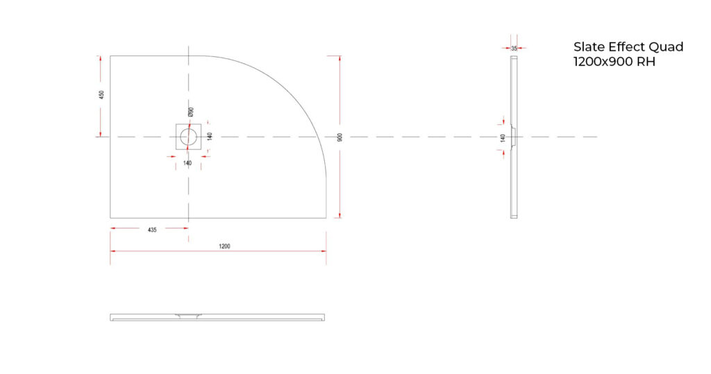 Slate Effect Quadrant 1200×900 RH Technical Drawing