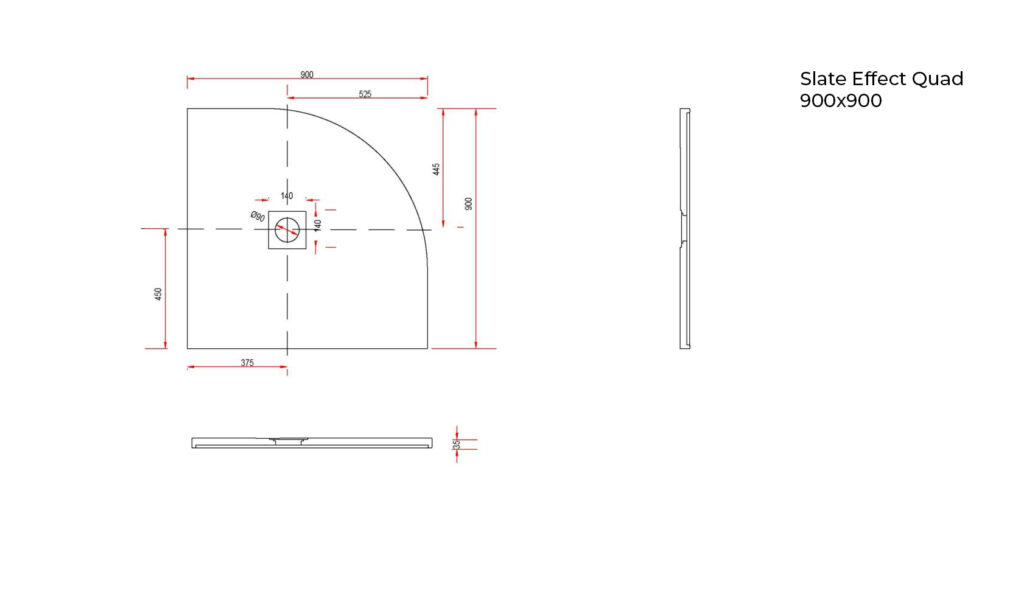 Slate Effect Quadrant 900×900 Technical Drawing