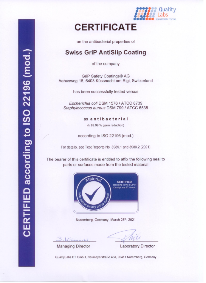 Simply No Slip powered by SWISSGriP ISO22196